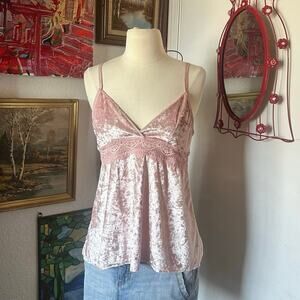 jessica simpson pink lace velvet tank top